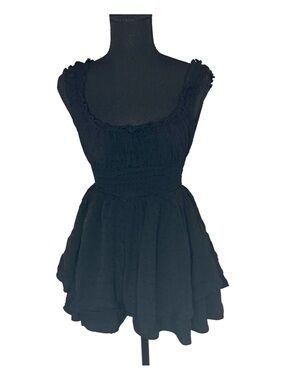 Urban Outfitters Black Ruffled Smocked Romper